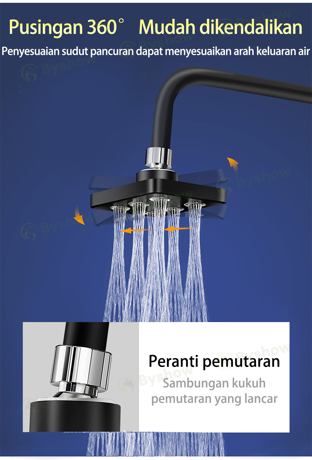 【Byshow】High Pressure Showerhead Rainshower Head Magic Water Flow Rainfall  Shower Head Water Heater Bath Faucet Stainless Steel Wall Saving Shower