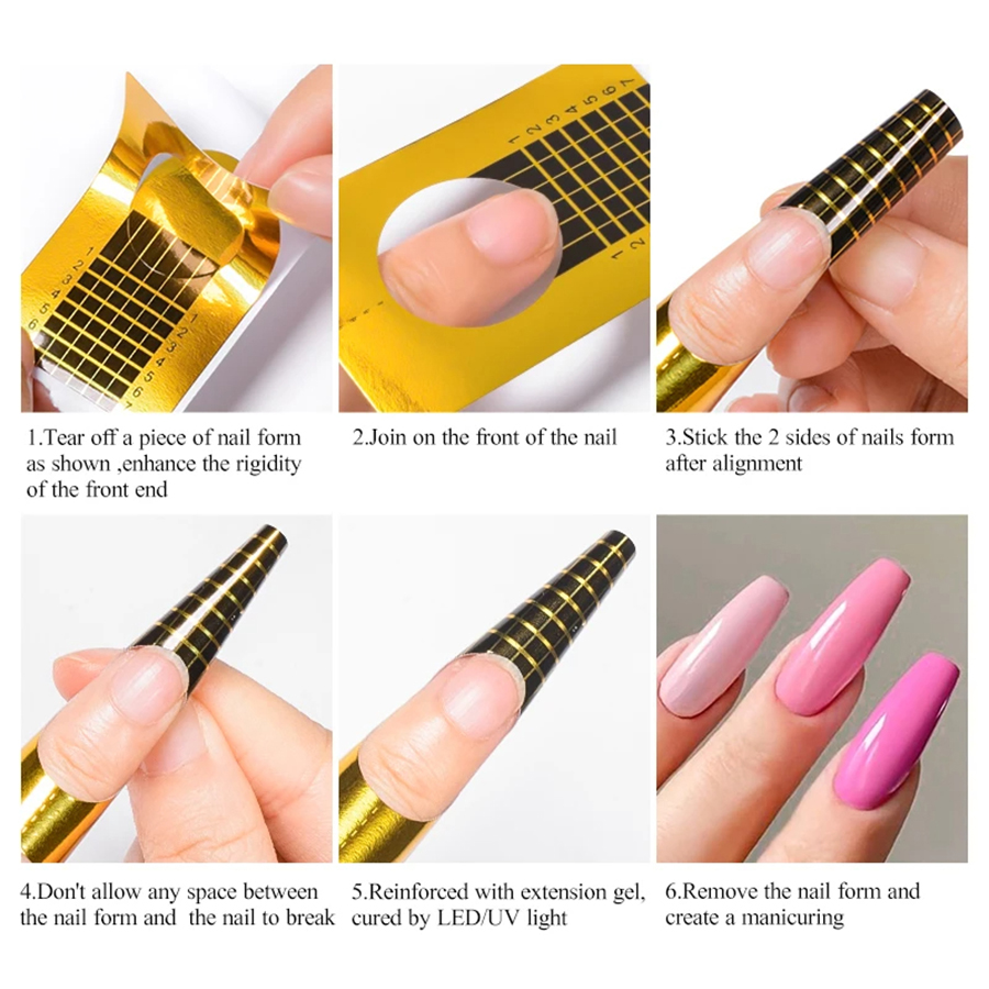XEIJAYI 50Pcs Rectangular French Nail Form Tips Acrylic UV Gel ...