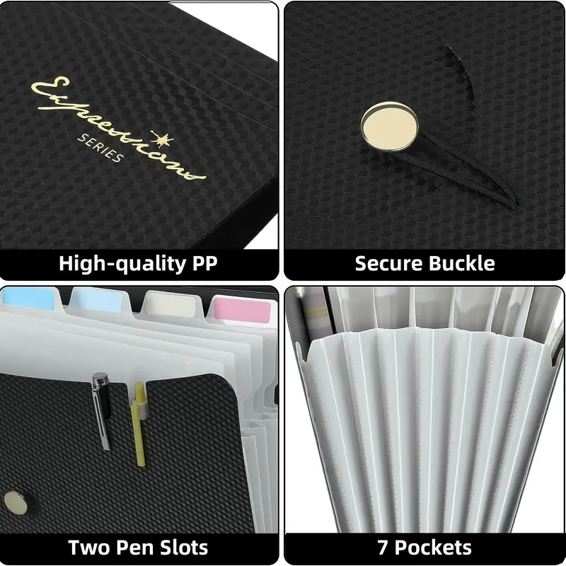 1pc Expanding File Folder With 7 Pockets, Letter A4 Paper Accordion ...