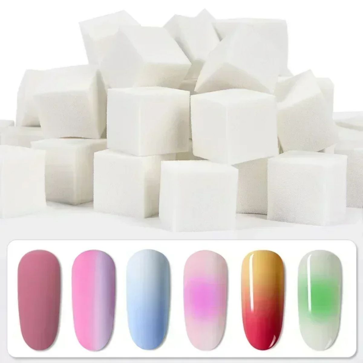 1Pc+50Pcs 1*1cm Small Nail Gradient Soft Sponge Design Square Drawing ...