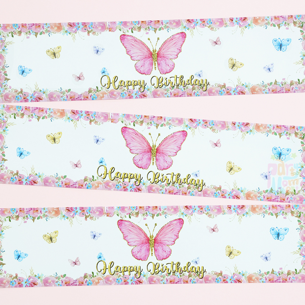 10pcs/set Pink Butterfly Theme Water Bottle Sticker Label for Kids Girl ...