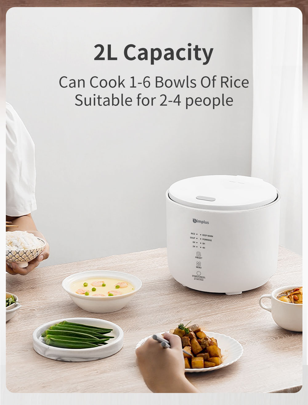 Simplus 4 Cooking Programs Smart Home Mini Rice Cooker (2L) DFBA006 ...