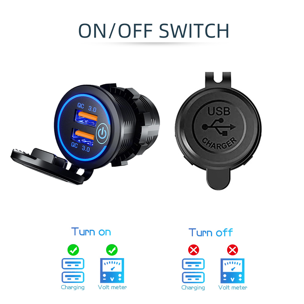 Dual QC 3.0 USB PD Fast Car Charger Socket Adapter 12V/24V Power Outlet US