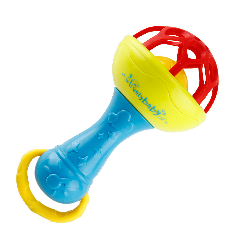 Baby Soft Gum Teether Rattle Toy 3-12 Months Single-Headed Hand Hammer ...