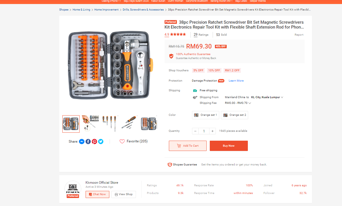 38pc Precision Ratchet Screwdriver Bit Set Magnetic Screwdrivers Kit ...