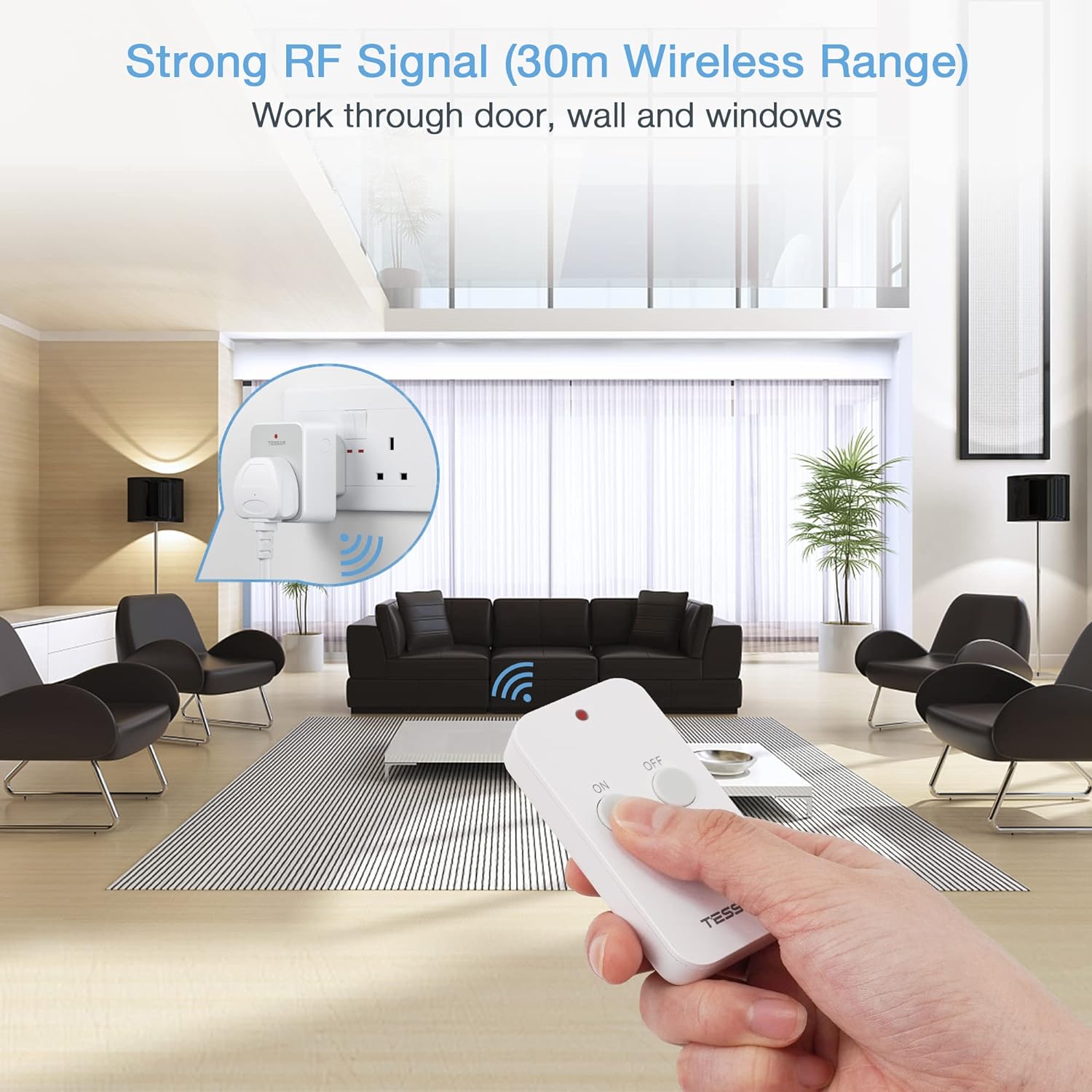 TESSAN Remote Control Extension Plug,Smart Socket with 30m Operating ...
