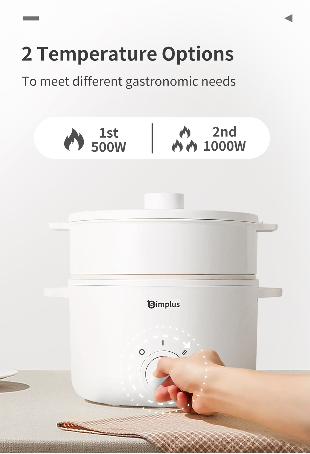 Simplus 3L Electric Cooker | 1000W High Power | Ceramic Glaze Coating ...