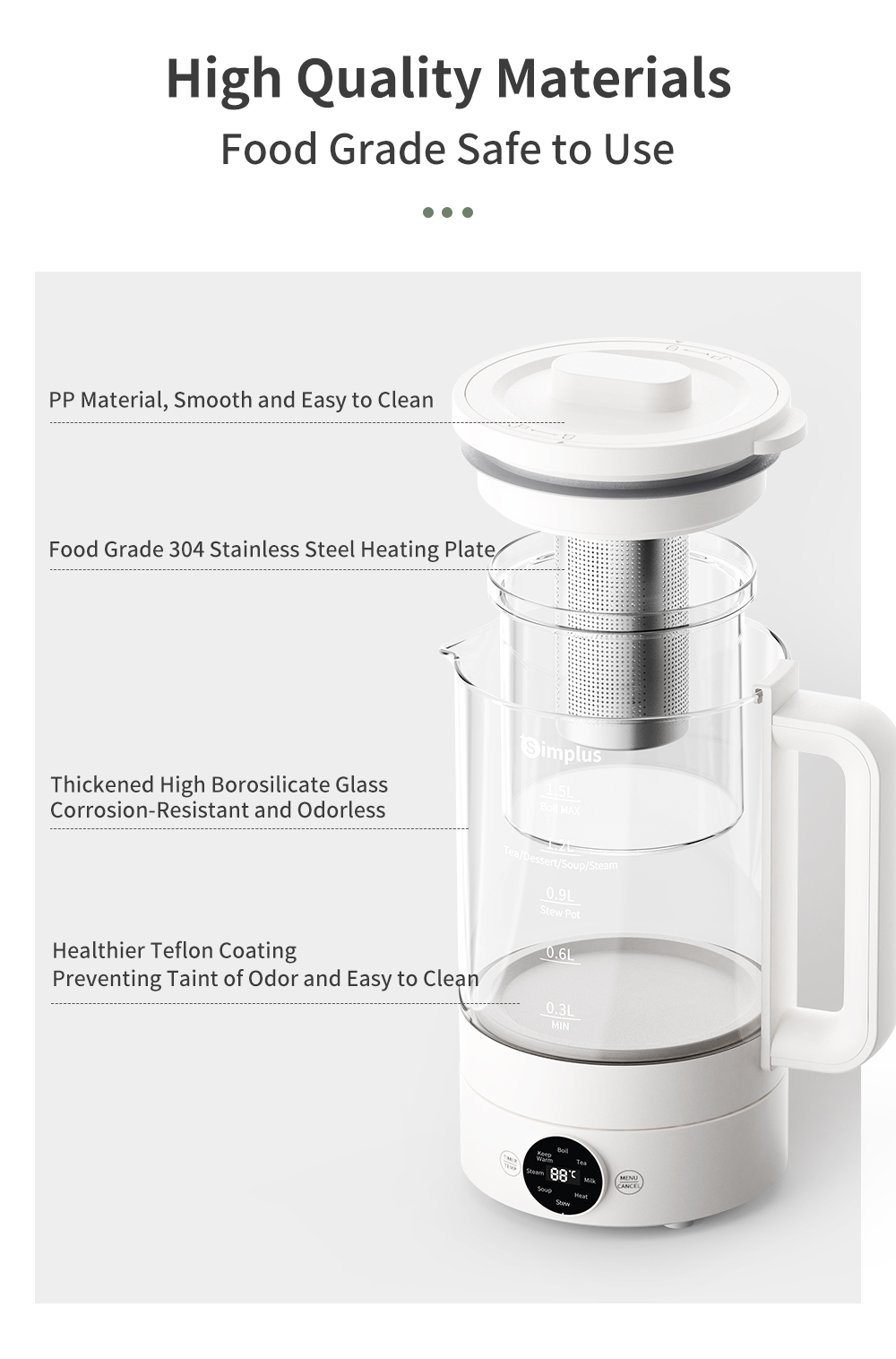 Simplus Health Pot | 1.5L 850W | 24H Reservation | Automatic Power Off ...