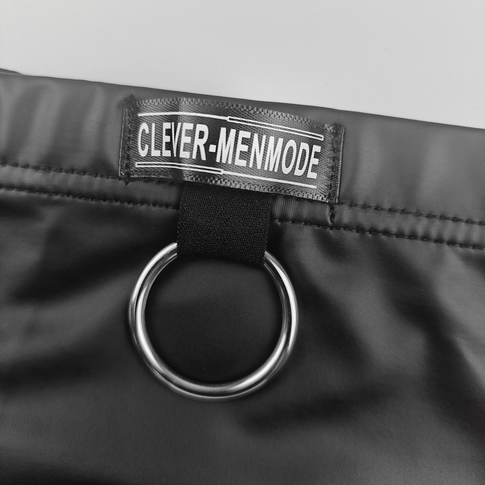 [CLEVER-MENMODE]Men Underwear Faux Leather Metal Ring Boxers Soft Low ...
