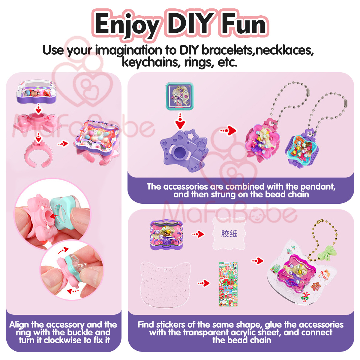 Mafababe Magic Book Diy Ring Diy Keychain Making Kit Handmade Children