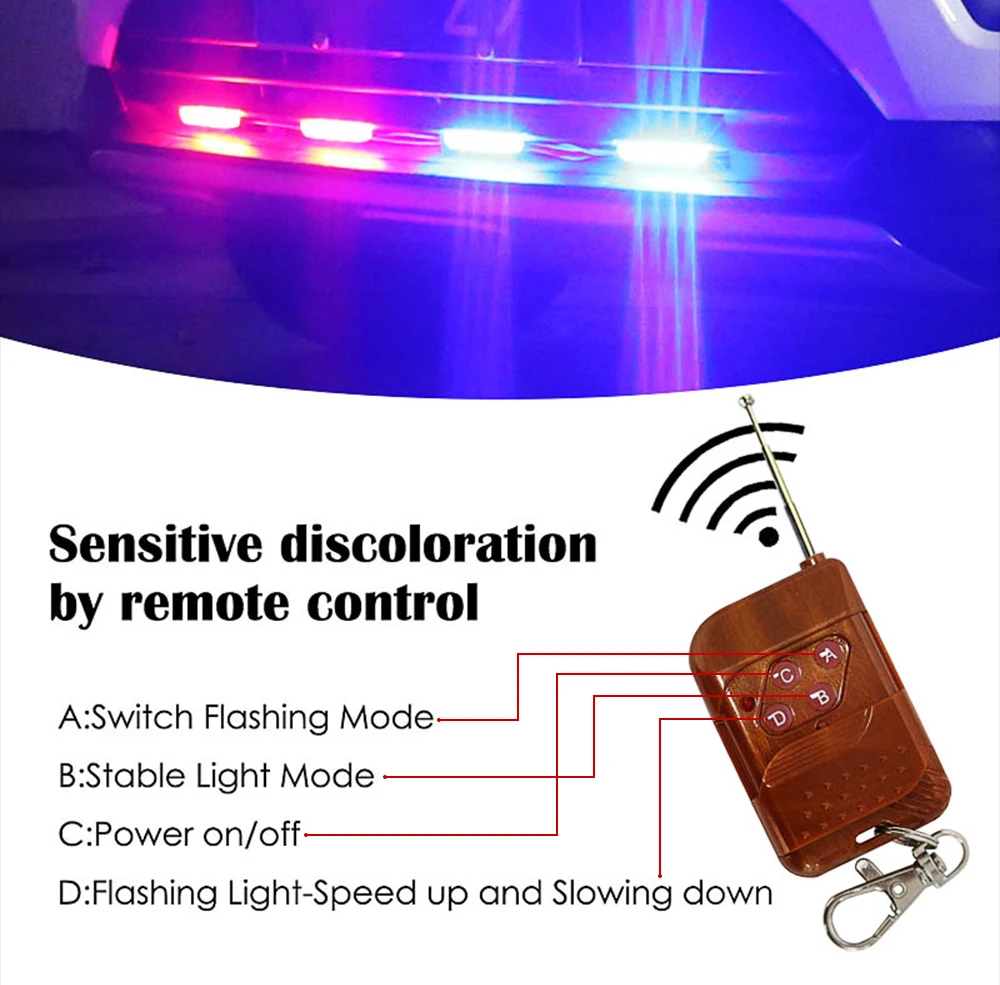 Grill Car LED Light Strobe Red Blue Emergency Remote Wireless Control ...