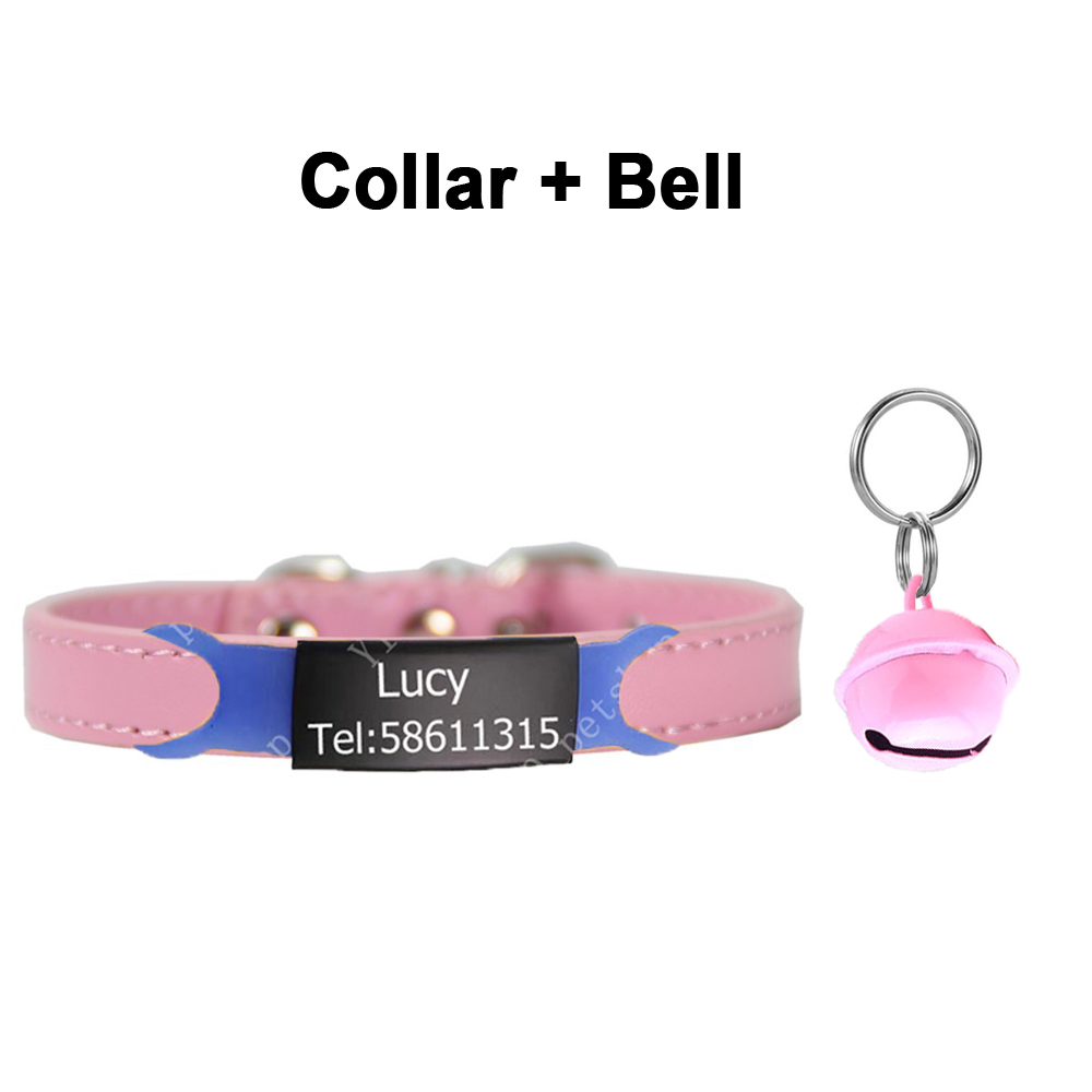 Personalized leather Dog Collar Reflective Customized Collars For Small ...
