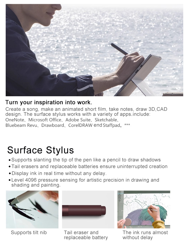 Microsoft Surface Pen（Used Unit）4rd/5rd Compatible with Surface pro3 4 ...