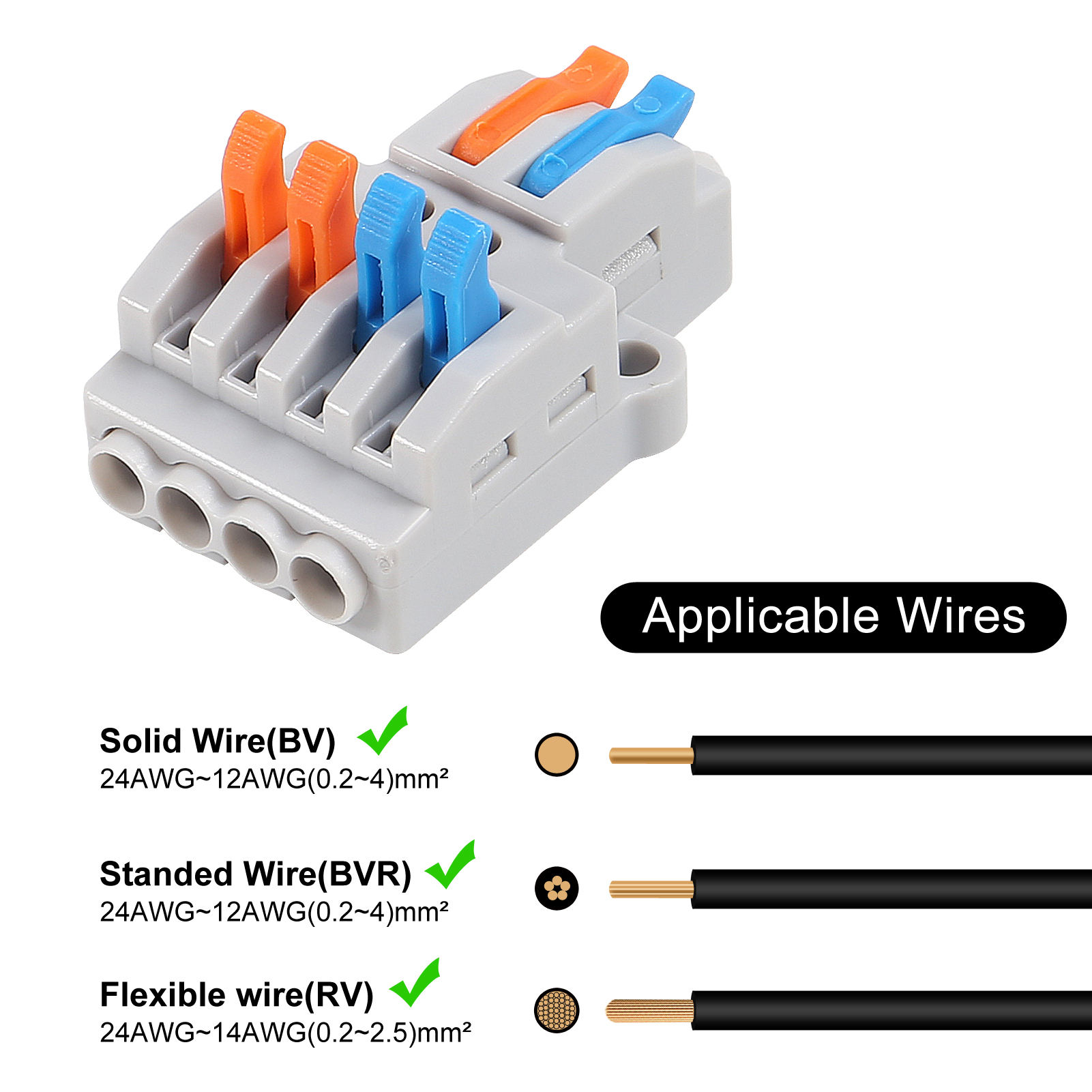 5 Pcs Compact Splicing Wire Connectors Assortment Pack Lever Connector ...