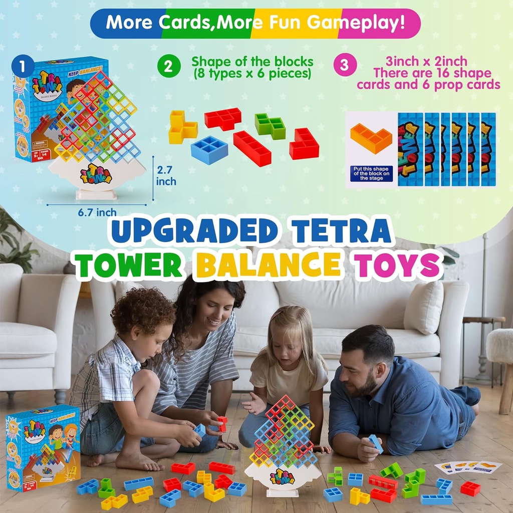48PCS Tetra Tower, Fun Balance Stacking Building Blocks Board Game for ...