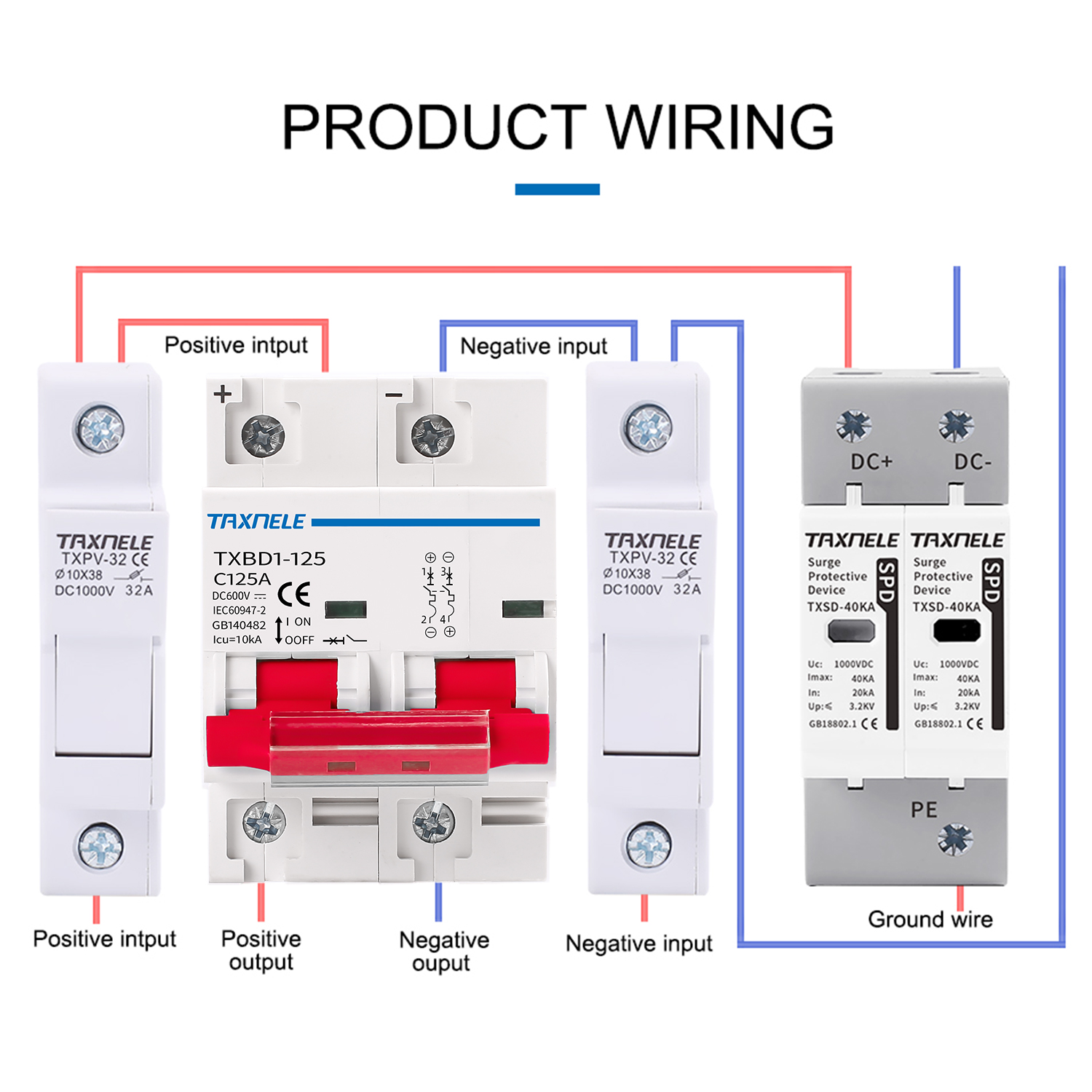 2P DC 600V Solar Mini Circuit Breaker Battery Switch 125A 100A DC MCB ...