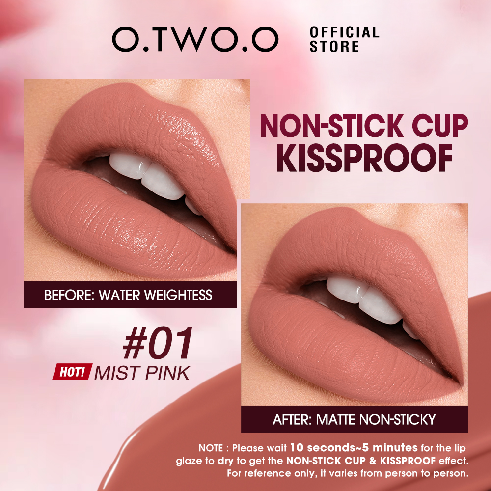 O.TWO.O Lipmatte Gloss Lip Tint 24H Non-stick 11 Colors Lip matte Bibir ...