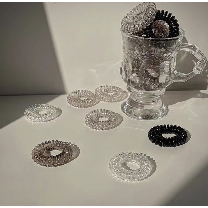 【Lowest Price】9Pcs/Set Simple High Elastic Telephone Cord Hair Ring ...