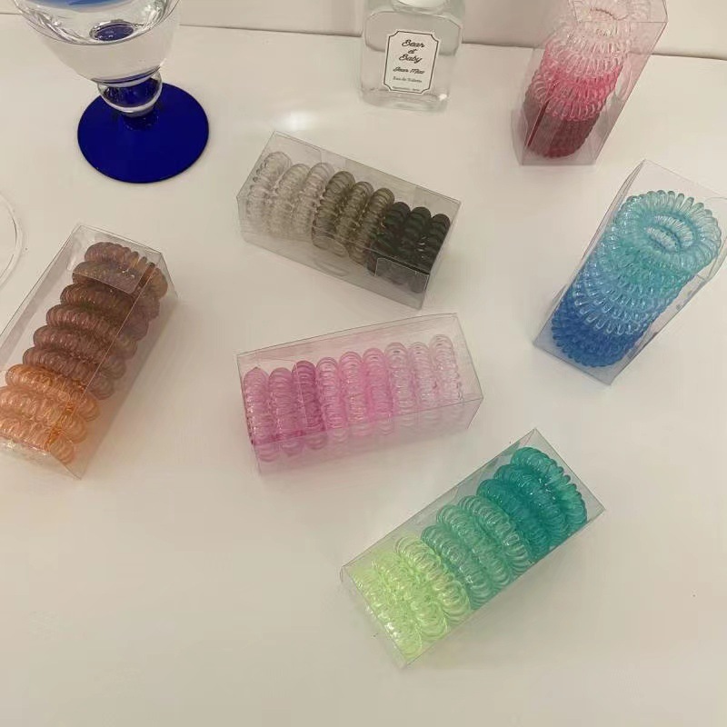 【Lowest Price】9Pcs/Set Simple High Elastic Telephone Cord Hair Ring ...