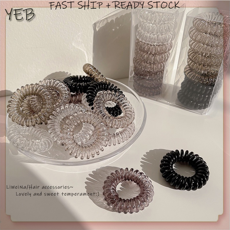 【Lowest Price】9Pcs/Set Simple High Elastic Telephone Cord Hair Ring ...