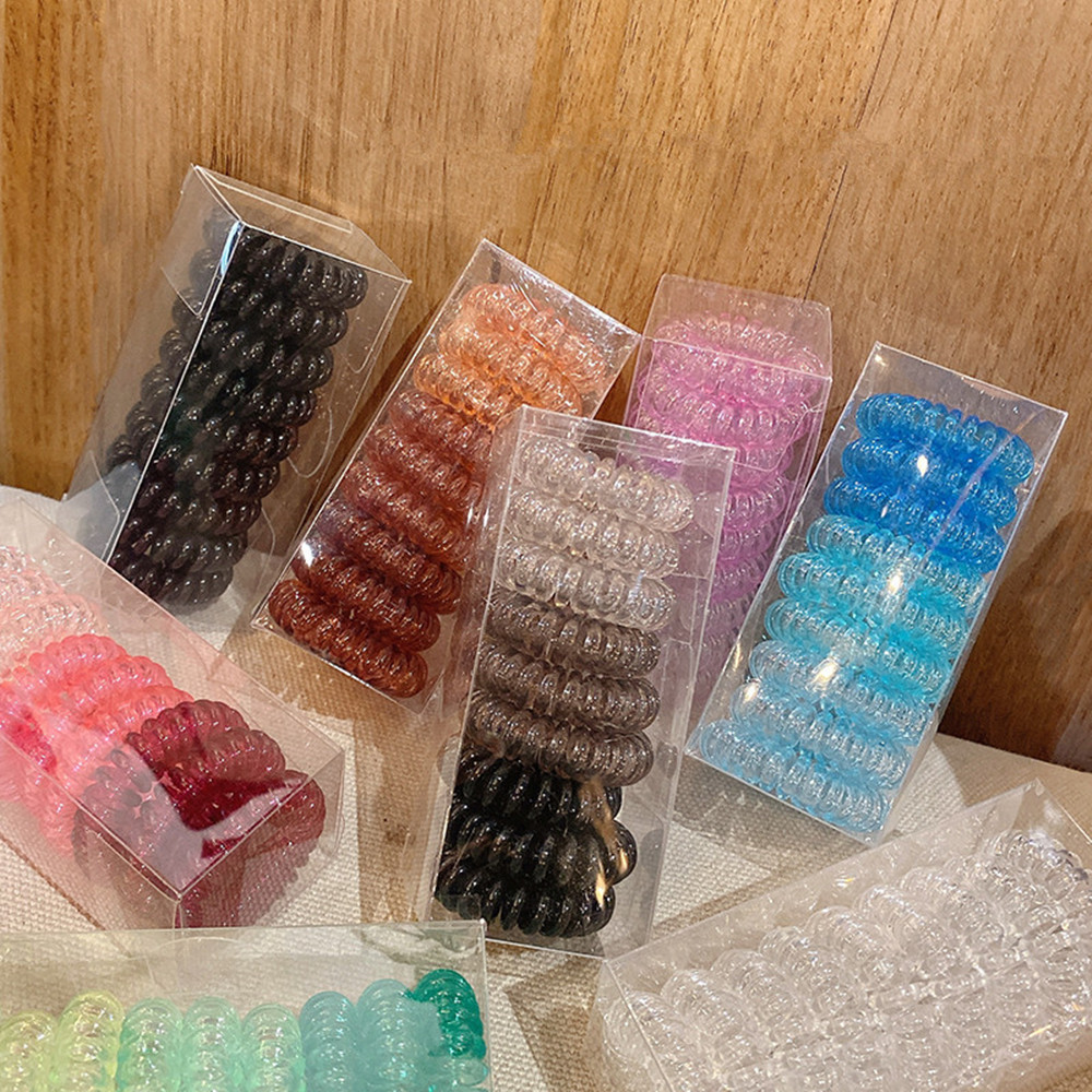 【Lowest Price】9Pcs/Set Simple High Elastic Telephone Cord Hair Ring ...