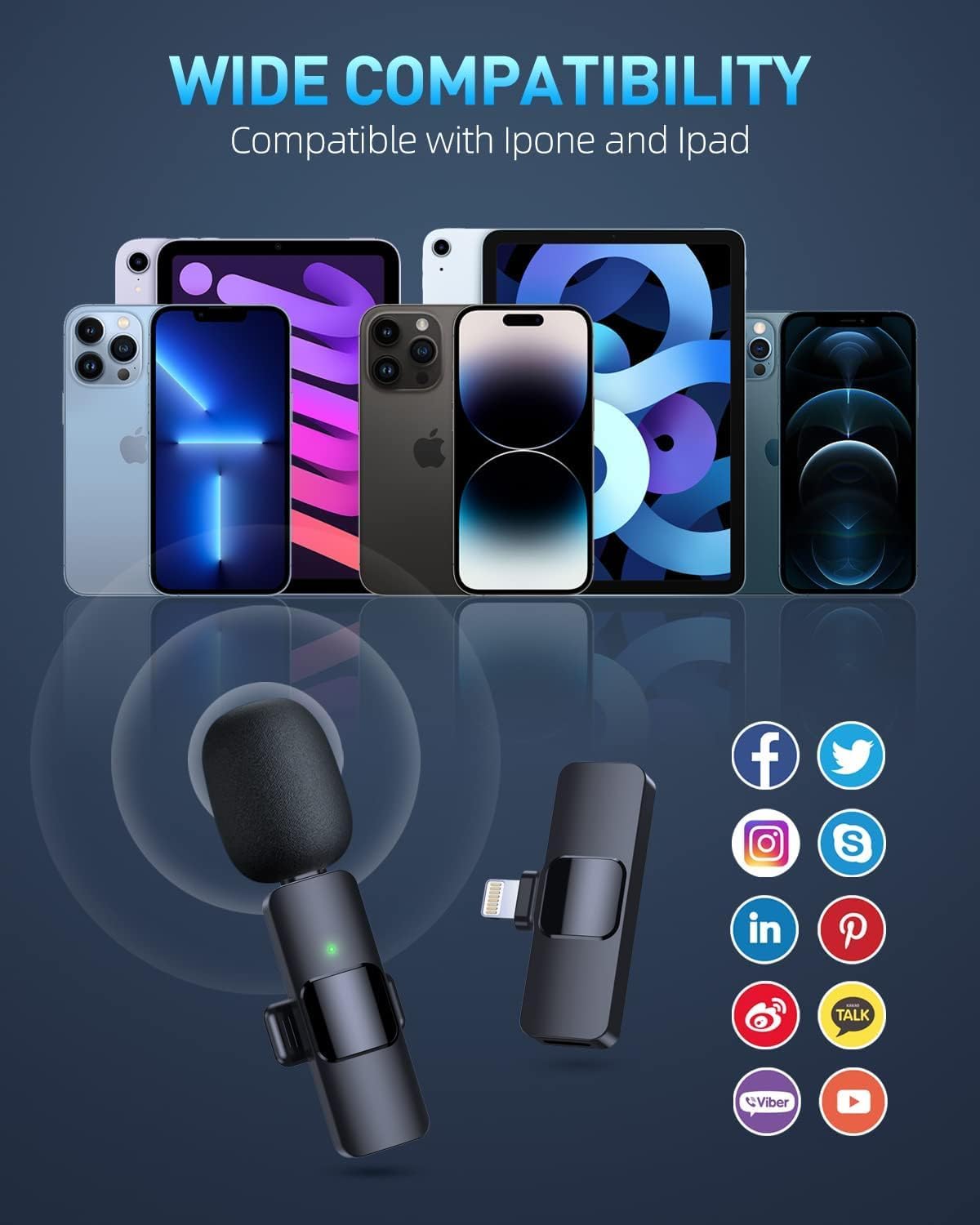 K9 Wireless Lavalier Microphone Studio Gaming for Type-C PC Computer ...