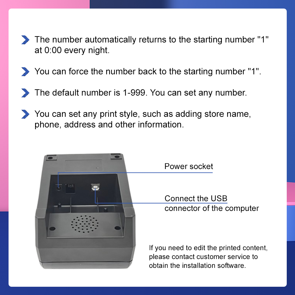 Queue Number Thermal Printer for Ticket Prints 4 Department Numbers ...