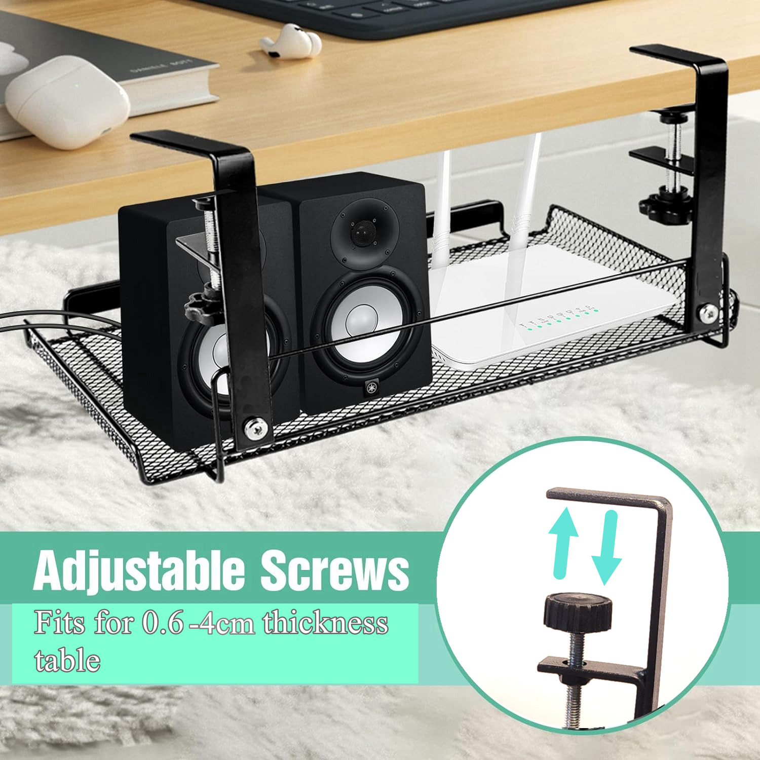 Under Desk Organizer Office Table Storage Office Organizer Shelf Desk ...