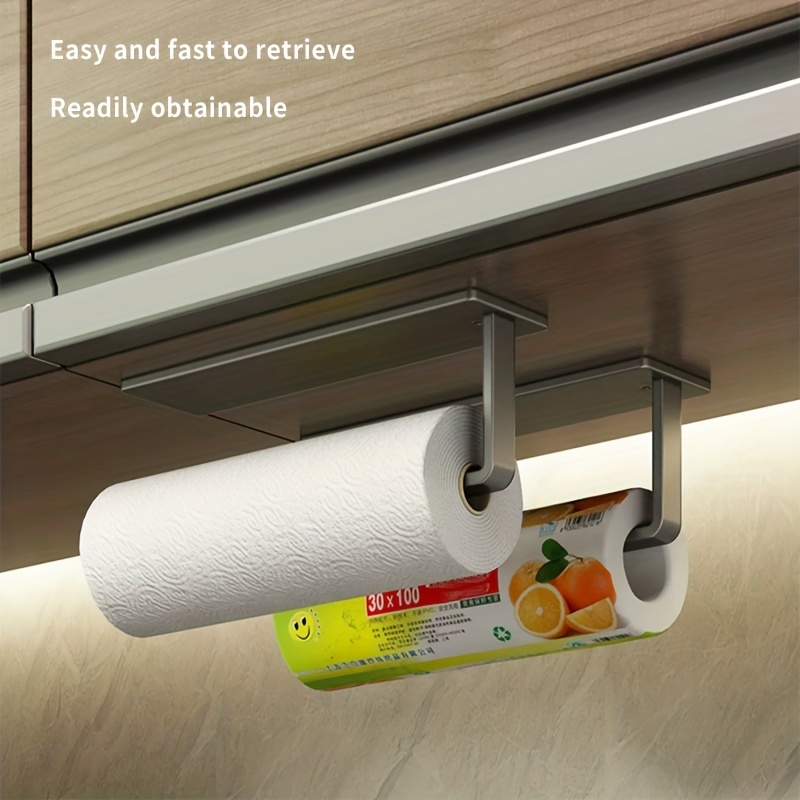 Kitchen Plastic Wrap Storage Rack Household Perforation-Free Toilet ...