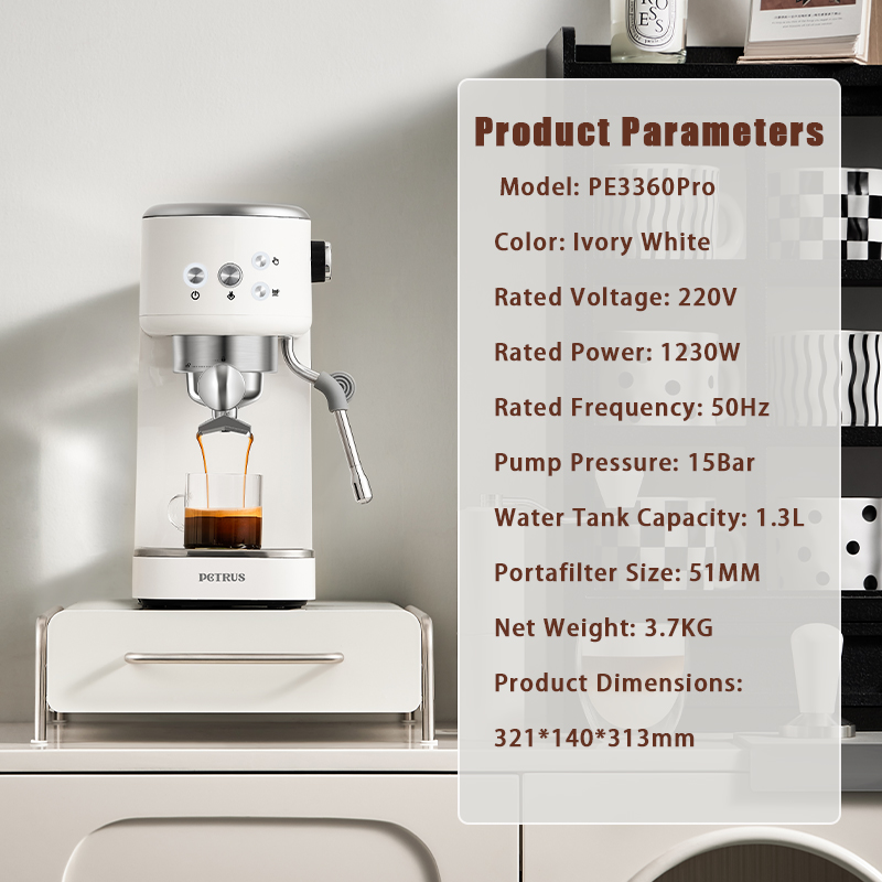 Petrus Coffee Machine Compact Espresso Coffee Maker 15 Bar Auto ...