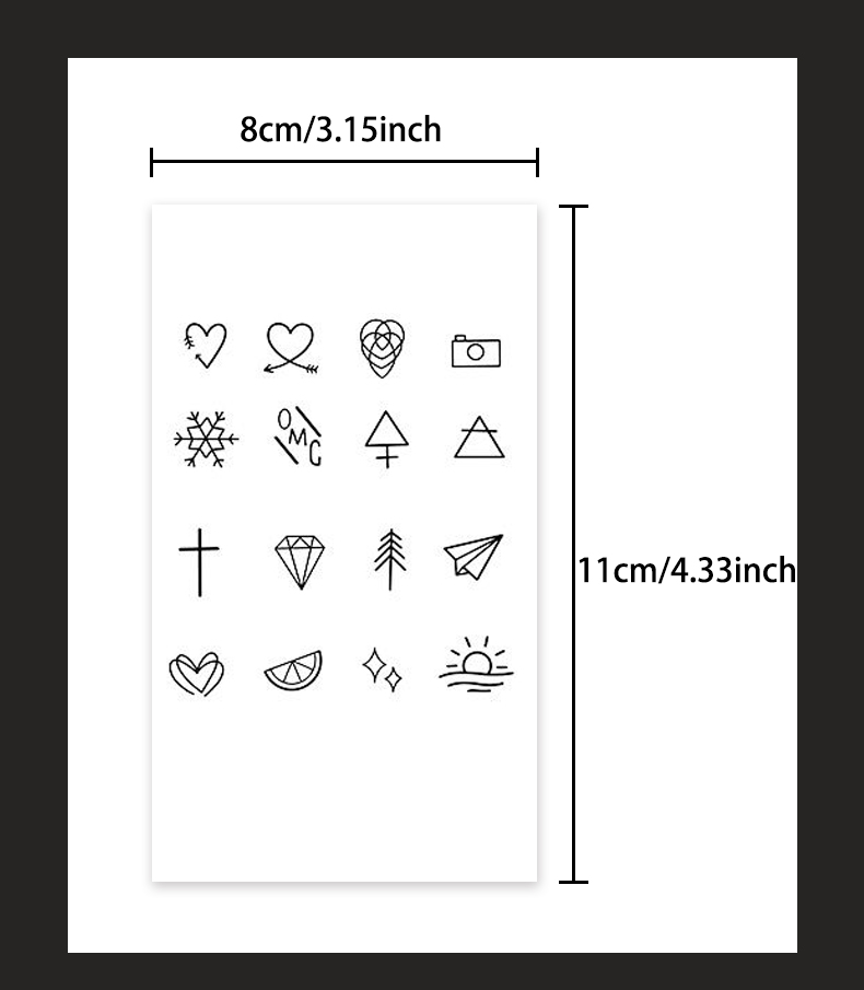A Set of 6 Small Patterns Fresh Simple Temporary Tattoo Stickers Long ...