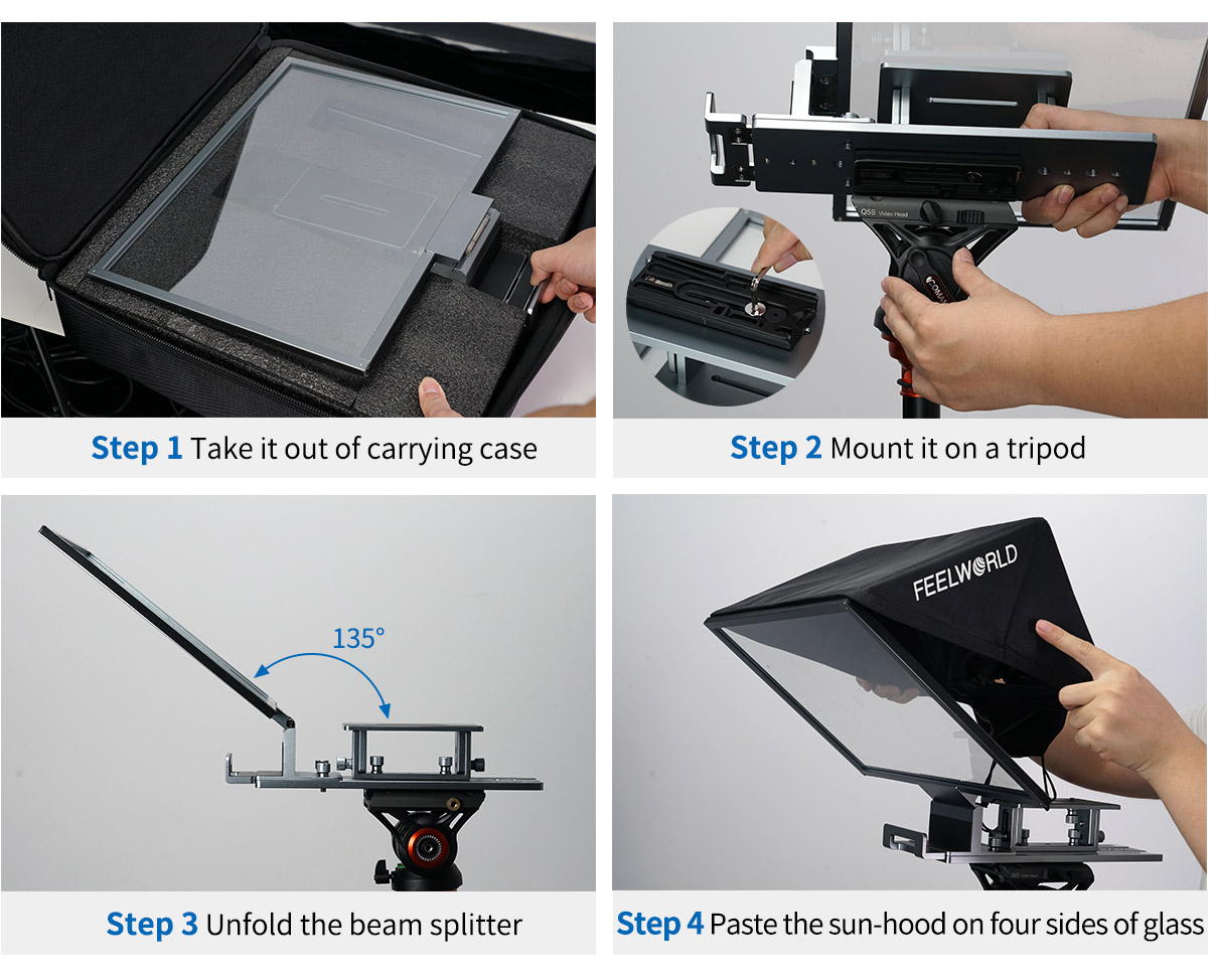 FEELWORLD TP16 16 Inch Folding Teleprompter for Up to 16