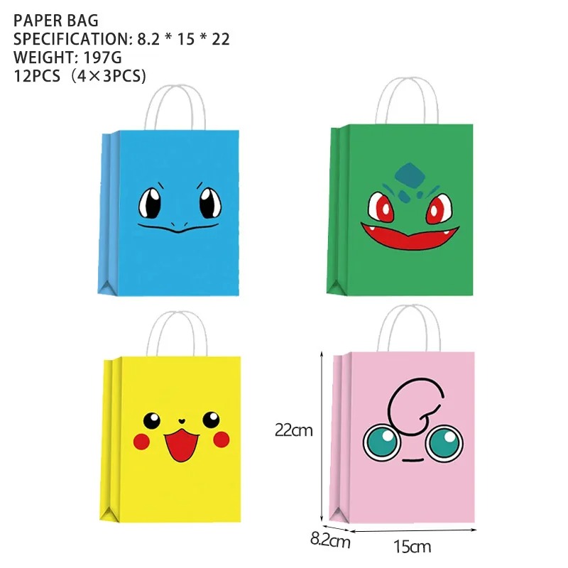 Pokemon Pink Birthday Party Decorations Supplies Pikachu Tableware Paper Napkin Cup Plate