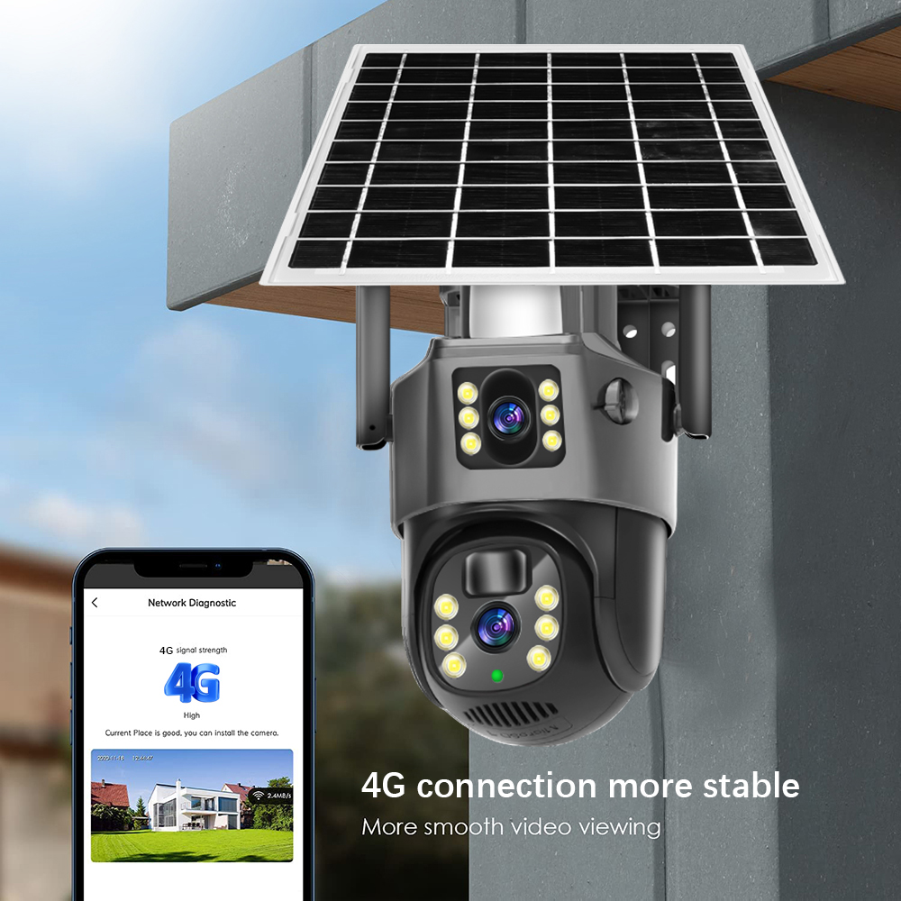 LLSEE V380 pro 8MP 4G/WIFI dual lens solar CCTV 4G SIM card outdoor ...