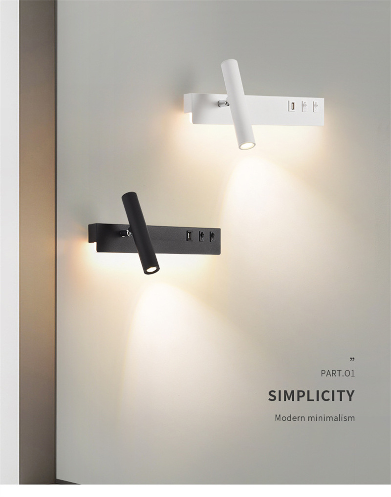 Modern plug in Wall Light Bedroom usb port Wall Mounted adjustable ...