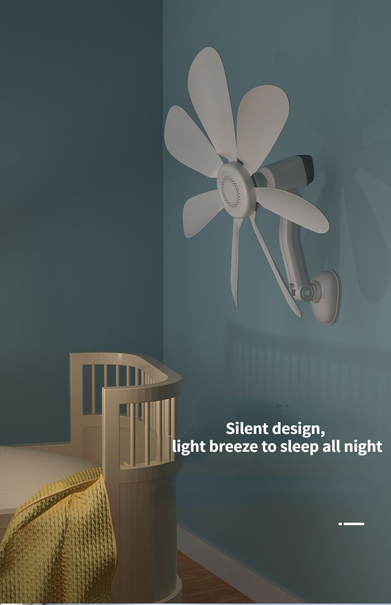Wall-mounted Dormitory Bedside Electric Fan 8-Blade for Home Kitchen ...