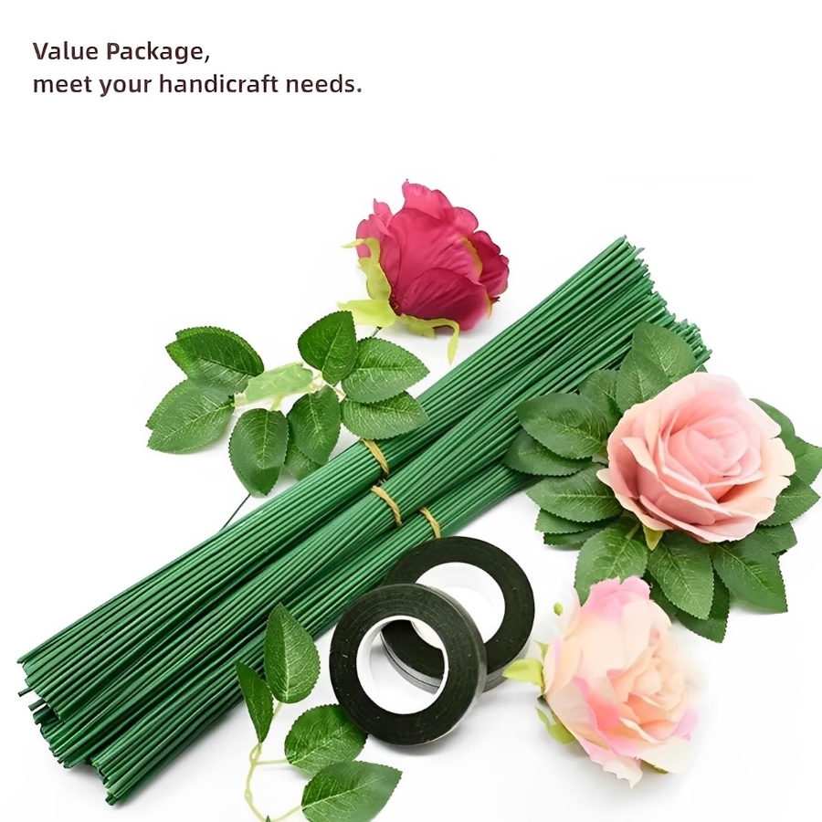 30/50/100pcs Flower Stem Wire Floral Stem Wire, 30cm/11.8Inch green ...