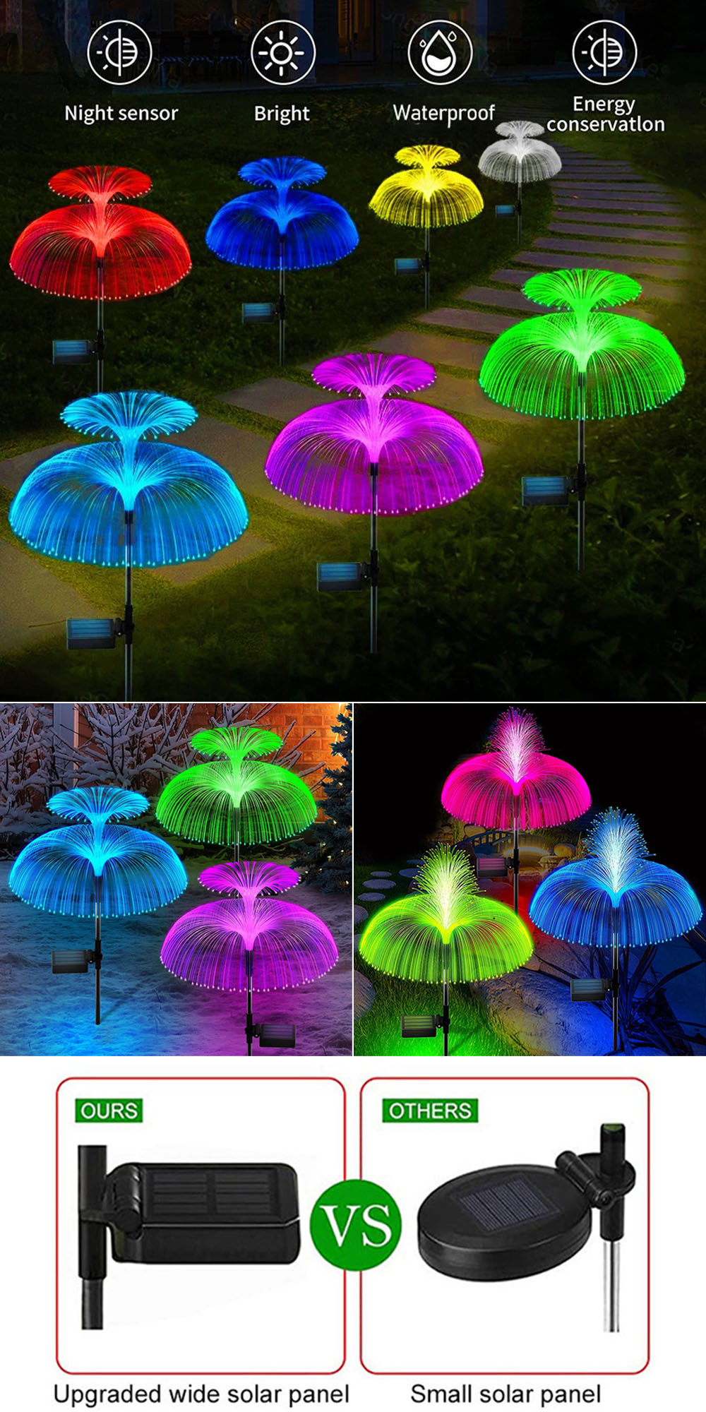 5layer LED Solar Jellyfish Light with Color Changing Outdoor Waterproof ...