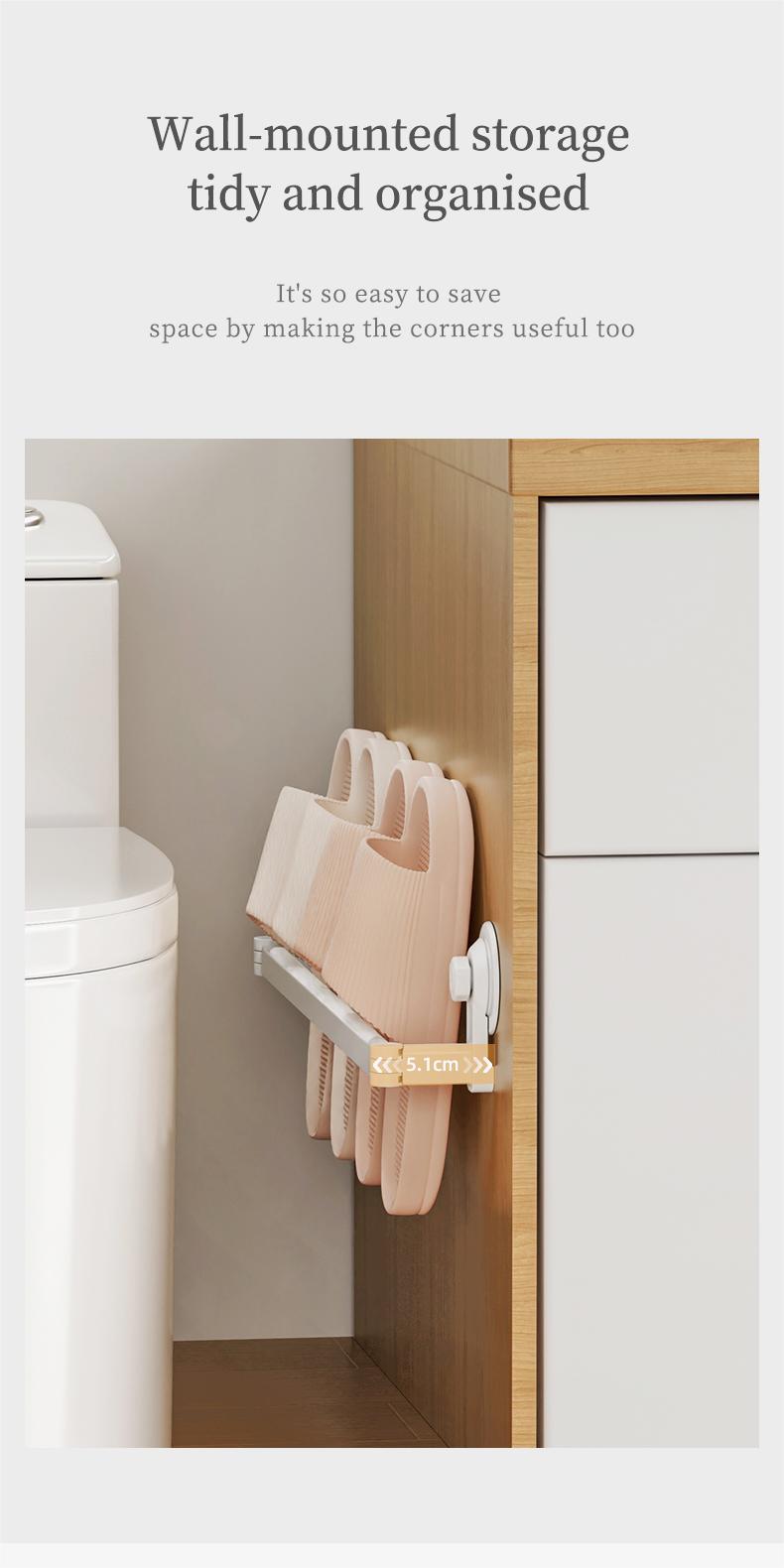 GONQIN Bathroom Slipper Rack Wall Mounted Suction Cup Adjustable ...