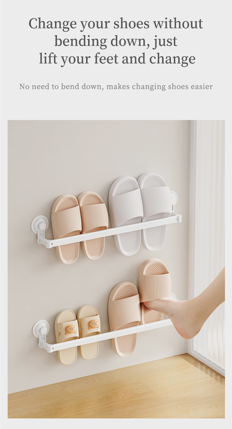 GONQIN Bathroom Slipper Rack Wall Mounted Suction Cup Adjustable ...