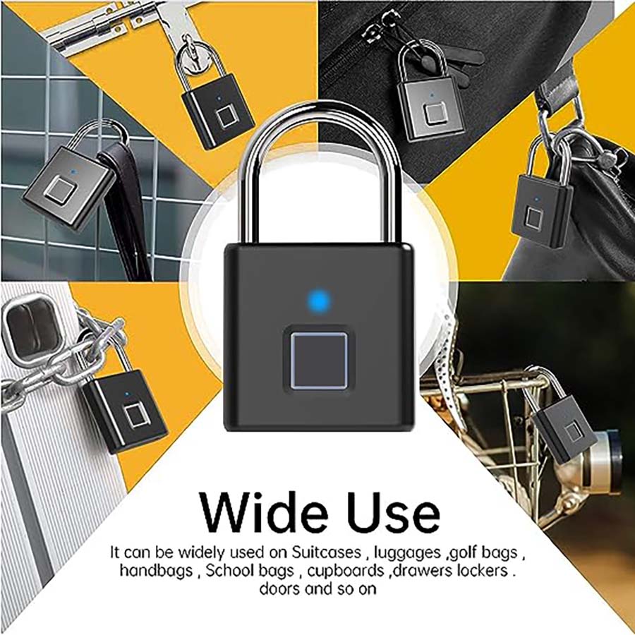 1 Small Fingerprint Padlock Household Security Door Lock Anti-theft ...