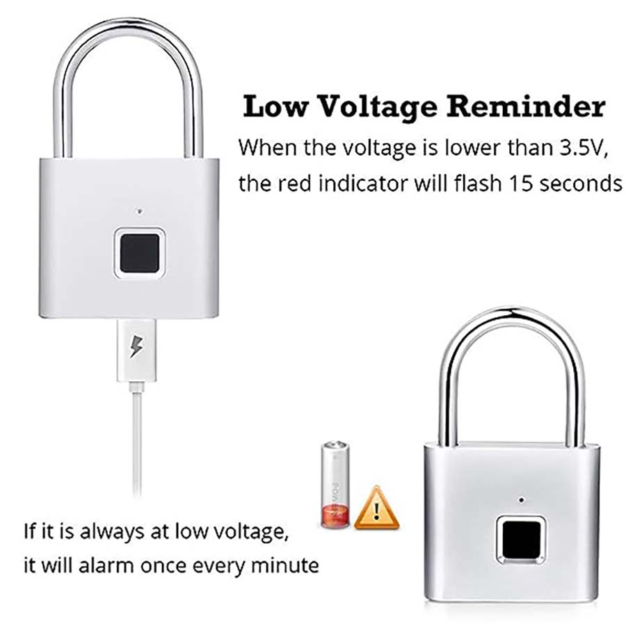 1 Small Fingerprint Padlock Household Security Door Lock Anti-theft ...