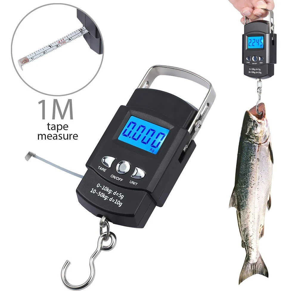 50kg/10g Digital Hand Scale - Portable LCD Hanging Scale with Tape ...