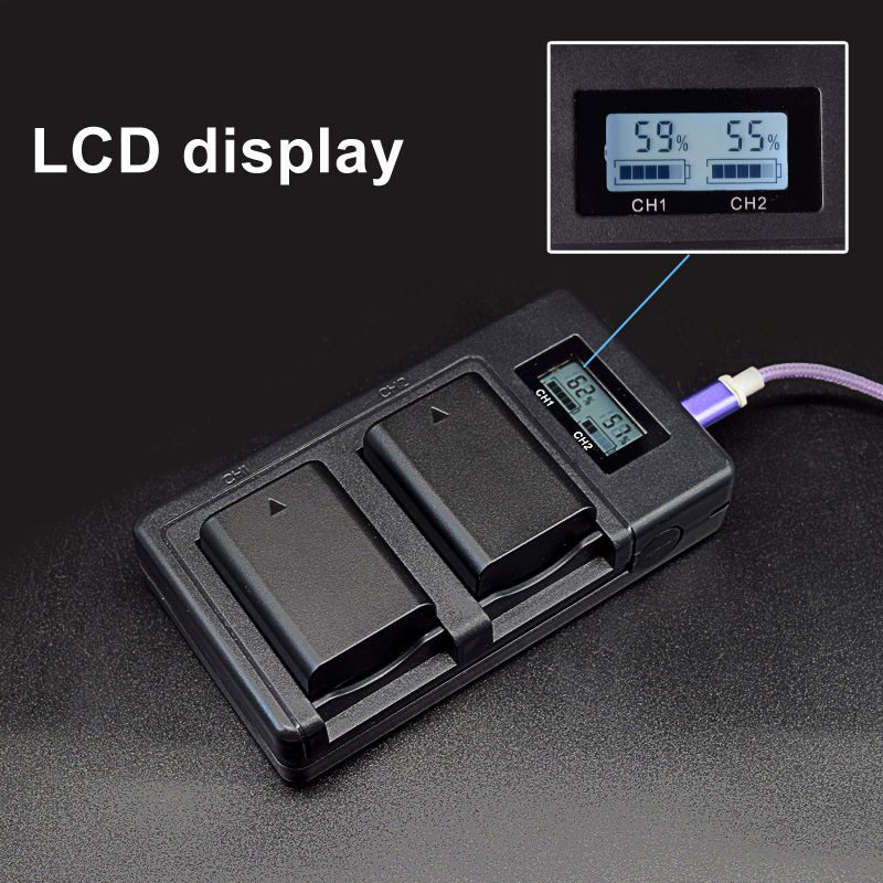 CITYORK NP-FZ100 Smart LCD Dual USB-oplader voor Sony NP-FZ100 en Alpha- camera's (A9, A9R, A9S, A7RIII, A7R3, A7 III