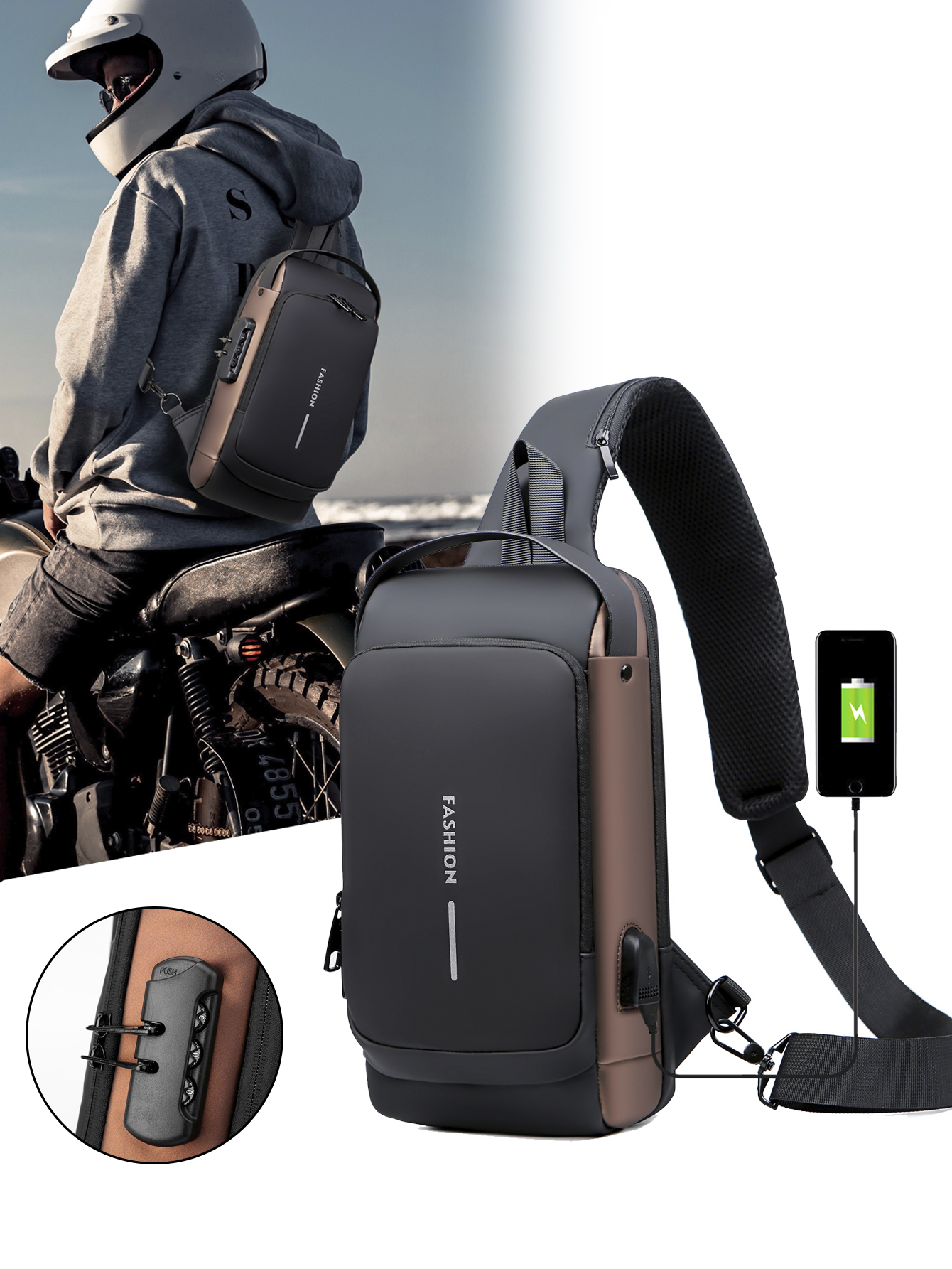 Men’s Nylon Sling Bag – Secure Anti-Theft