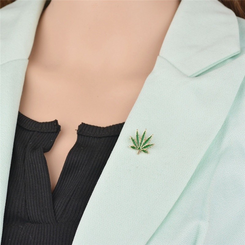 Weed Leaf Enamel Alloy Brooch Badge Collar Clothes Bag Decoration ...