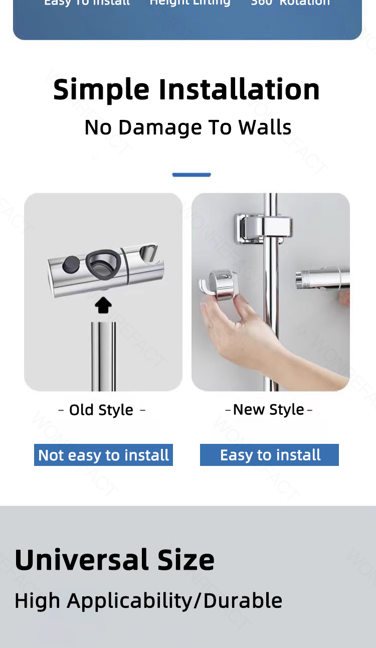 Shower Stand Hand Shower Head Adjustable Slide Rod Stand Wall Mounted ...