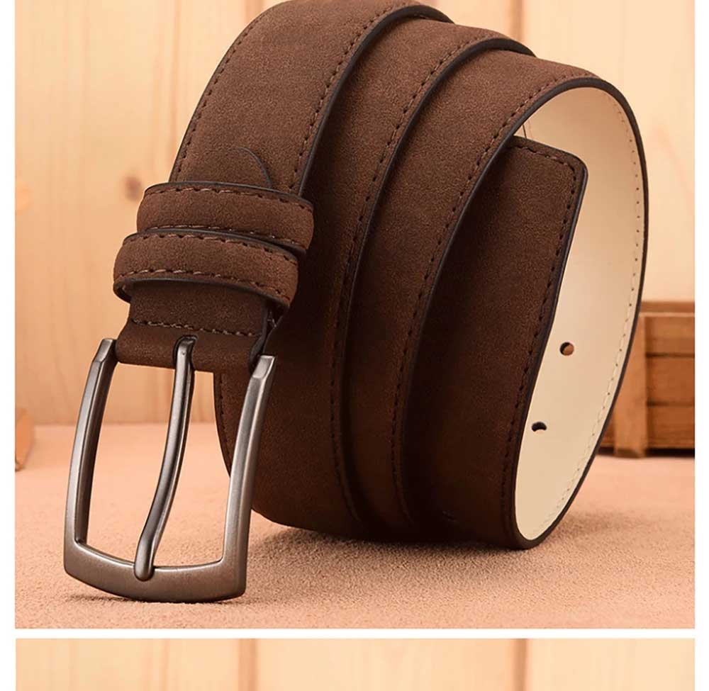 Men'S Suede Belt Retro Trend Alloy Buckle Men'S Belt Large Size Genuine ...