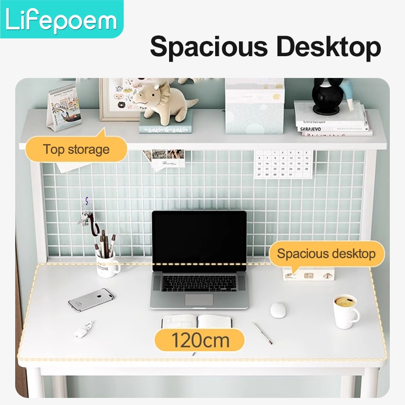 Study Table With Pegboard Perforated Meja Belajar Table With Storage ...
