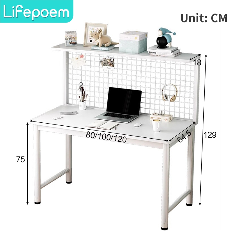Study Table With Pegboard Perforated Meja Belajar Table With Storage ...